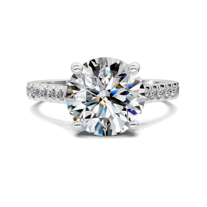 2.5 carat lab grown diamond engagement ring round cut pavé setting in gold by Opes & Co