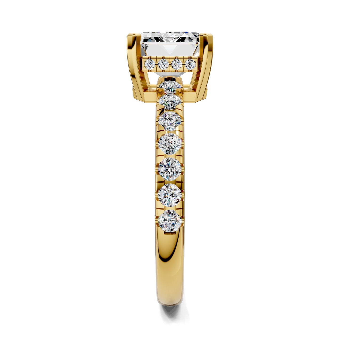 Jessica Pavé Diamond Engagement Ring – 2ct Emerald Lab Grown Diamond