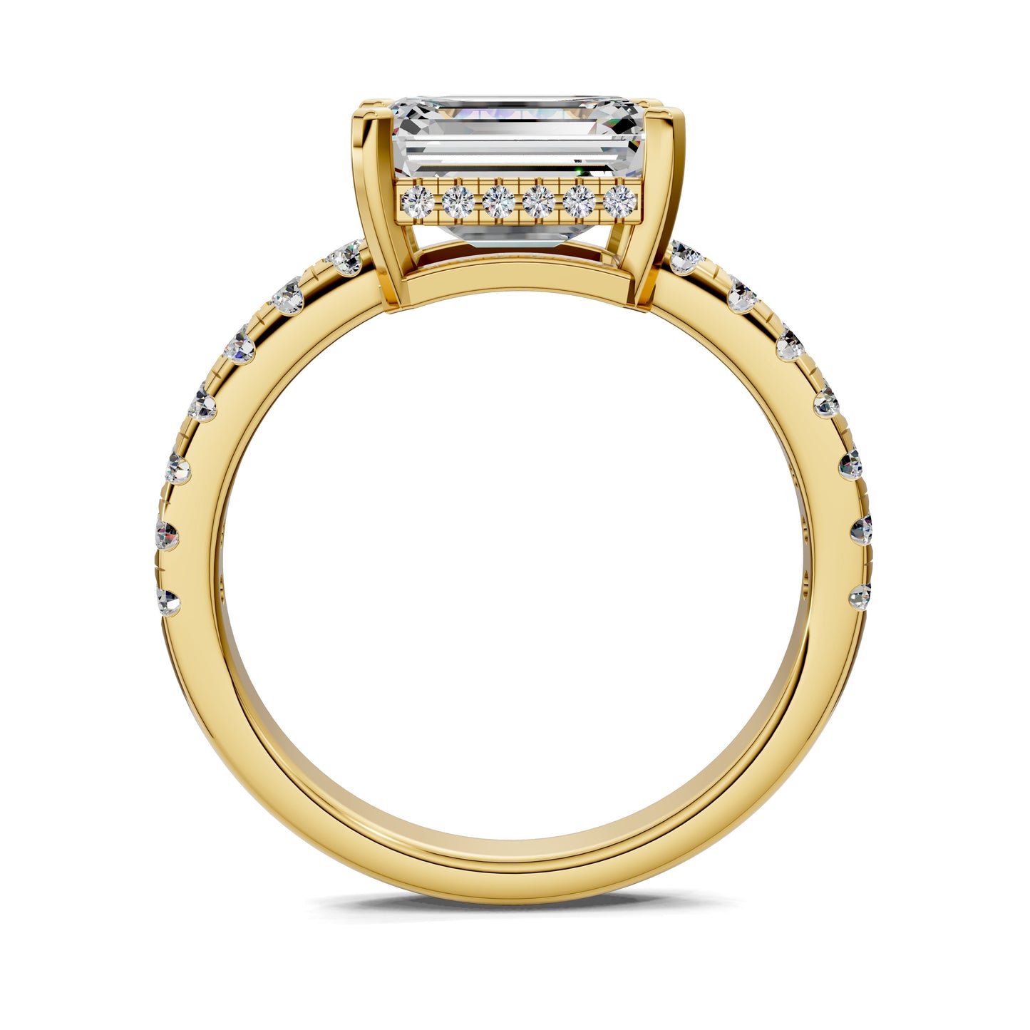 Jessica Pavé Diamond Engagement Ring – 2ct Emerald Lab Grown Diamond