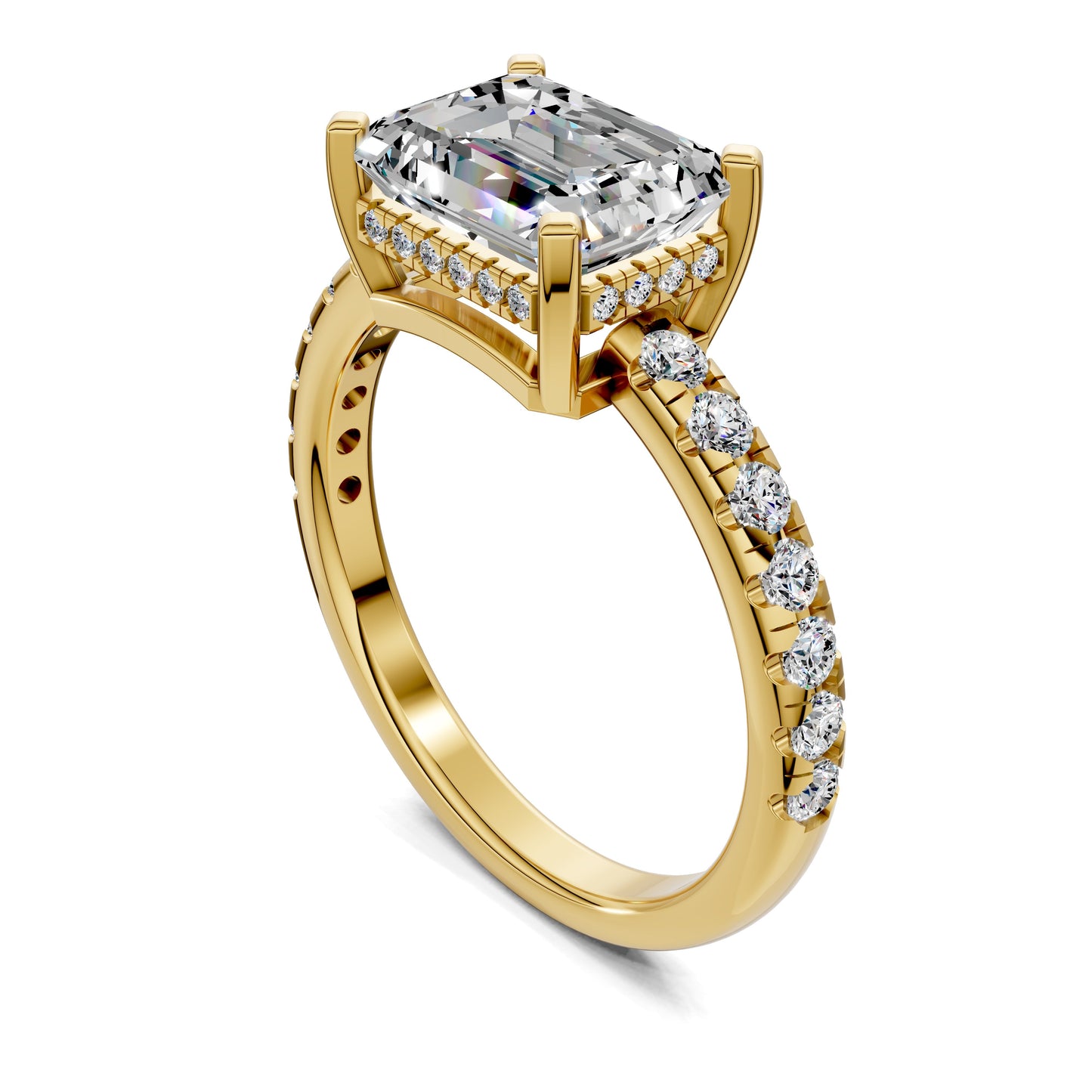 Jessica Pavé Diamond Engagement Ring – 2ct Emerald Lab Grown Diamond
