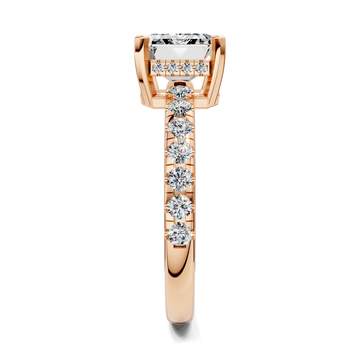 Jessica Pavé Diamond Engagement Ring – 2ct Emerald Lab Grown Diamond