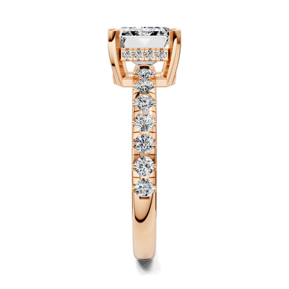 Jessica Pavé Diamond Engagement Ring – 2ct Emerald Lab Grown Diamond