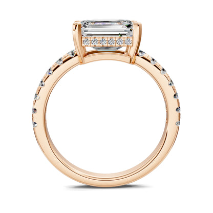 Jessica Pavé Diamond Engagement Ring – 2ct Emerald Lab Grown Diamond