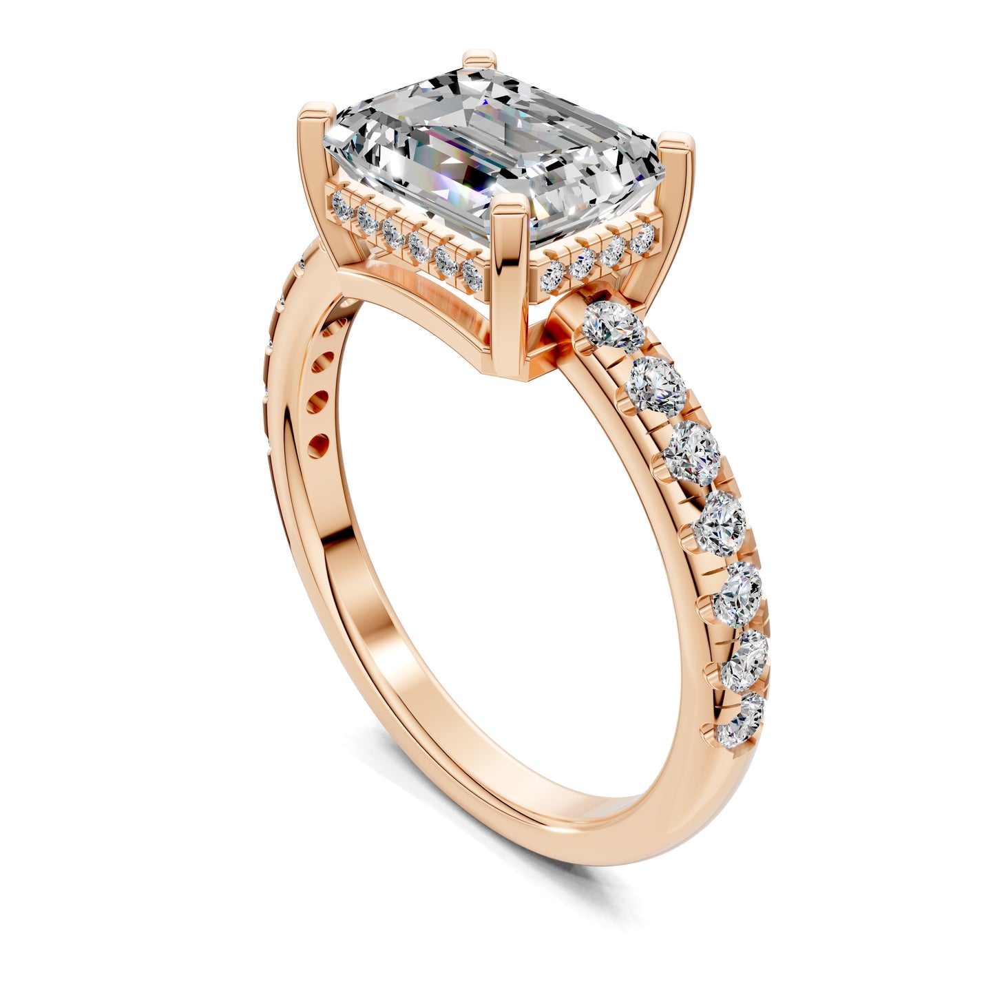 Jessica Pavé Diamond Engagement Ring – 2ct Emerald Lab Grown Diamond