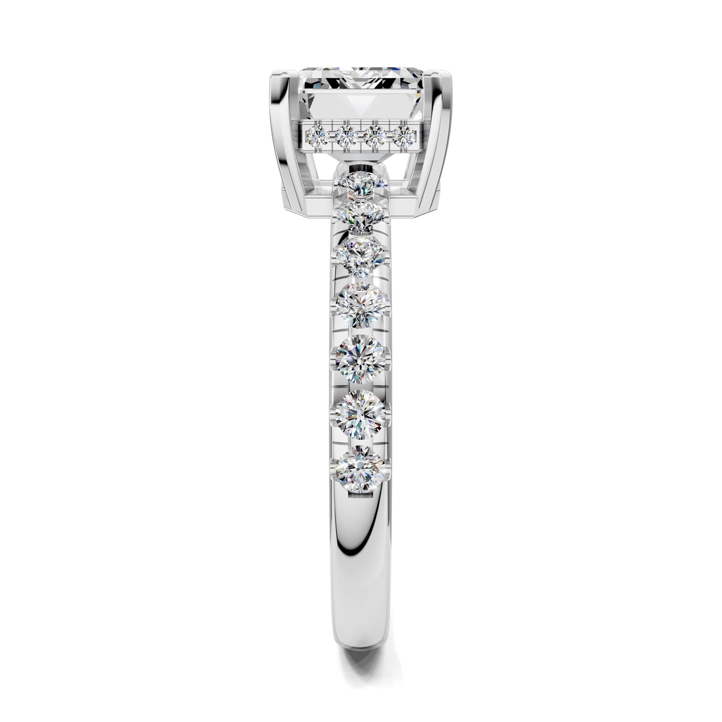 Jessica Pavé Diamond Engagement Ring – 2ct Emerald Lab Grown Diamond
