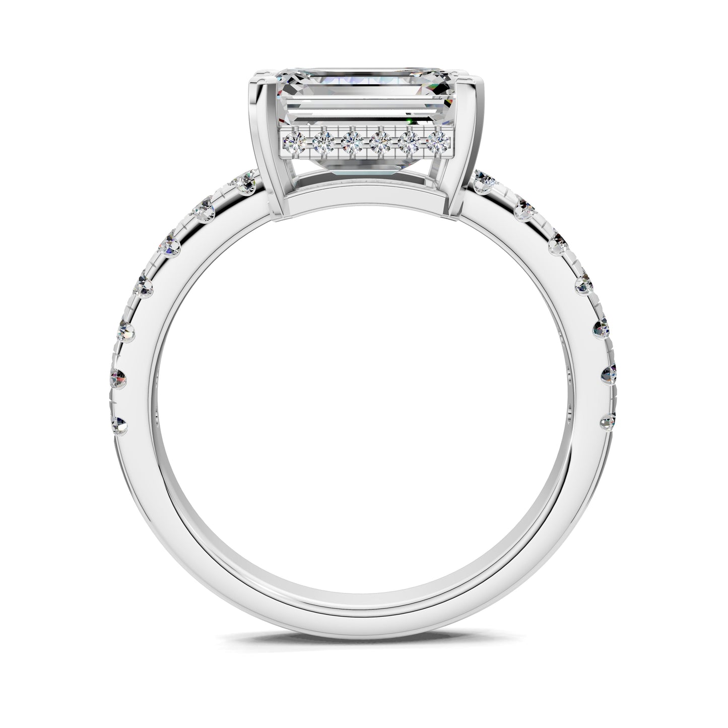 Jessica Pavé Diamond Engagement Ring – 2ct Emerald Lab Grown Diamond