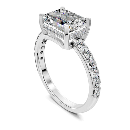 Jessica Pavé Diamond Engagement Ring – 2ct Emerald Lab Grown Diamond