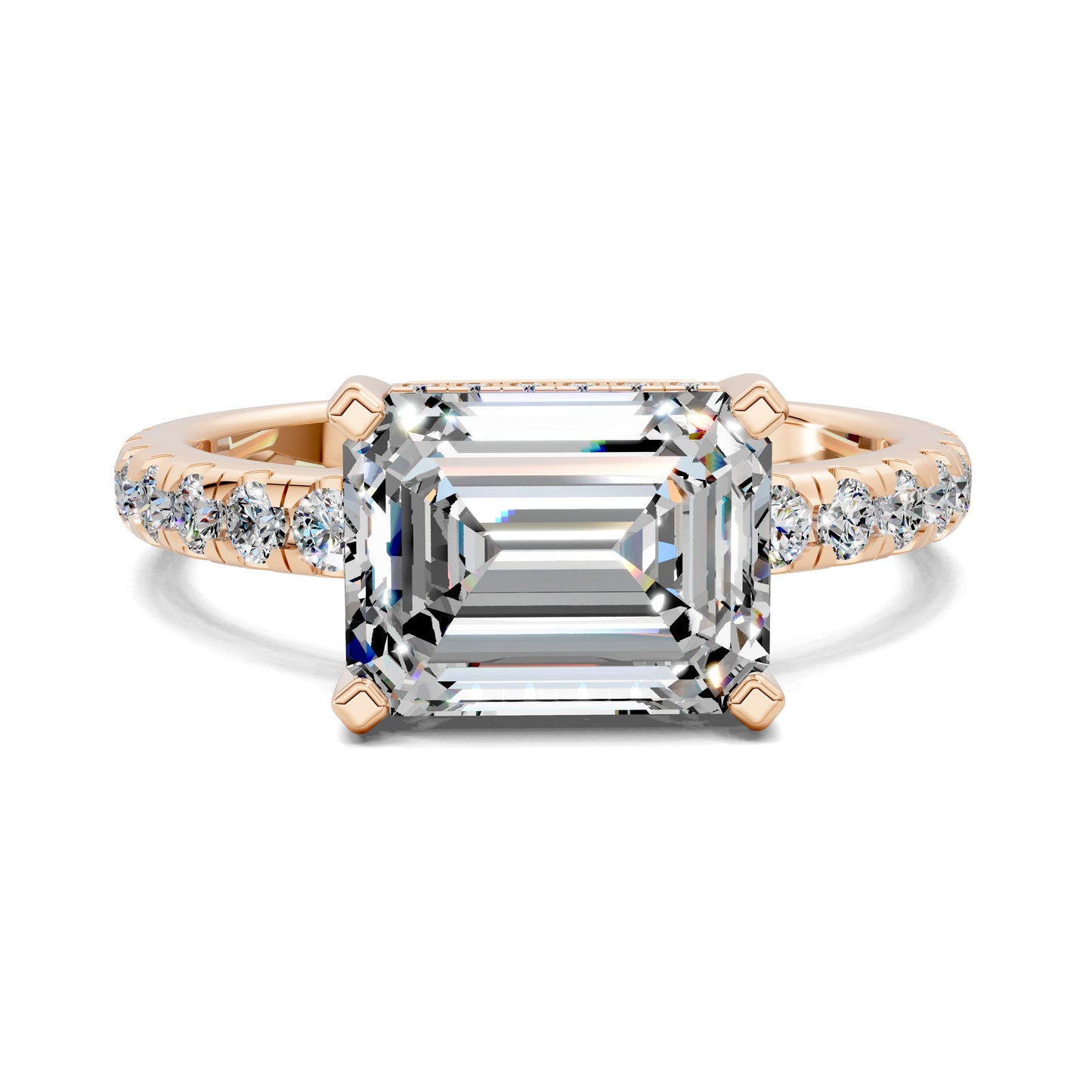 Jessica Pavé Diamond Engagement Ring – 2ct Emerald Lab Grown Diamond