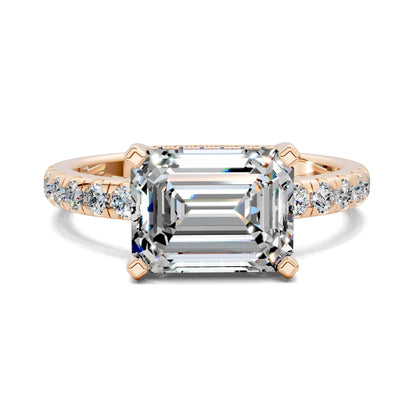 Jessica Pavé Diamond Engagement Ring – 2ct Emerald Lab Grown Diamond