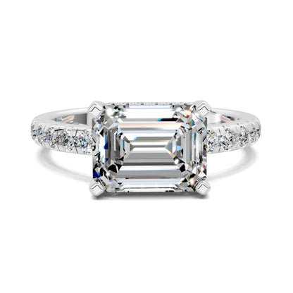 Jessica Pavé Diamond Engagement Ring – 2ct Emerald Lab Grown Diamond
