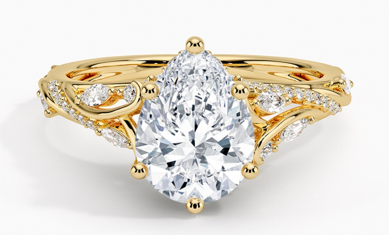 CUSTOM RING - CUSHION 4.54 D VVS2 + NATURE INSPIRED SETTING
