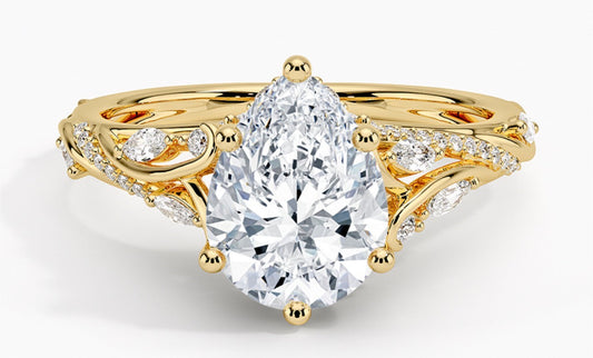 CUSTOM RING - CUSHION 4.54 D VVS2 + NATURE INSPIRED SETTING