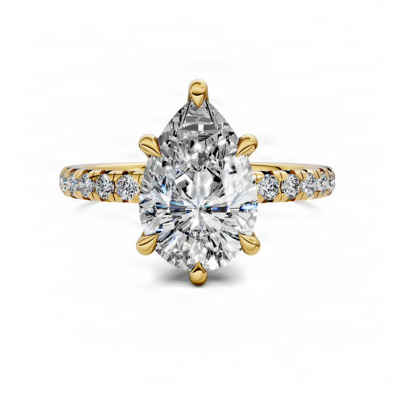 Opes Pear Scalloped Pavé Ring