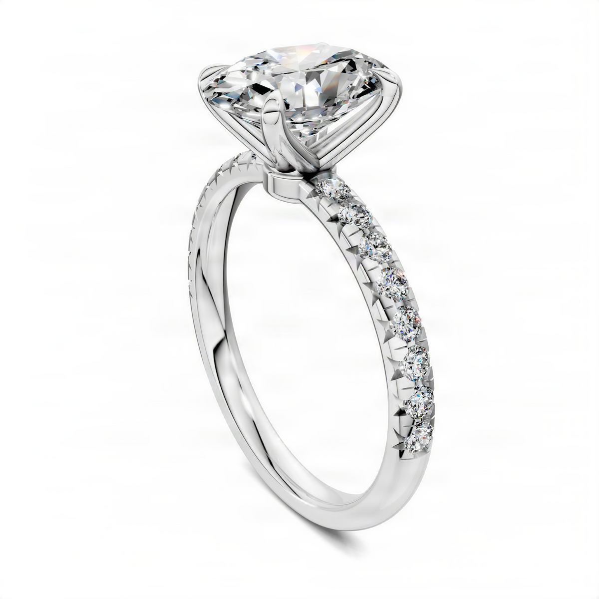 Opes oval scalloped pavé ring with oval center stone and pavé band