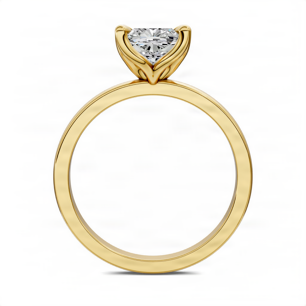 Gold-tone ring with round cushion-cut gemstone in a basket-style floral setting