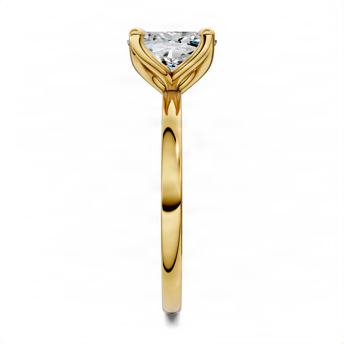 Gold-tone cushion-cut gemstone ring with open basket setting and slender band