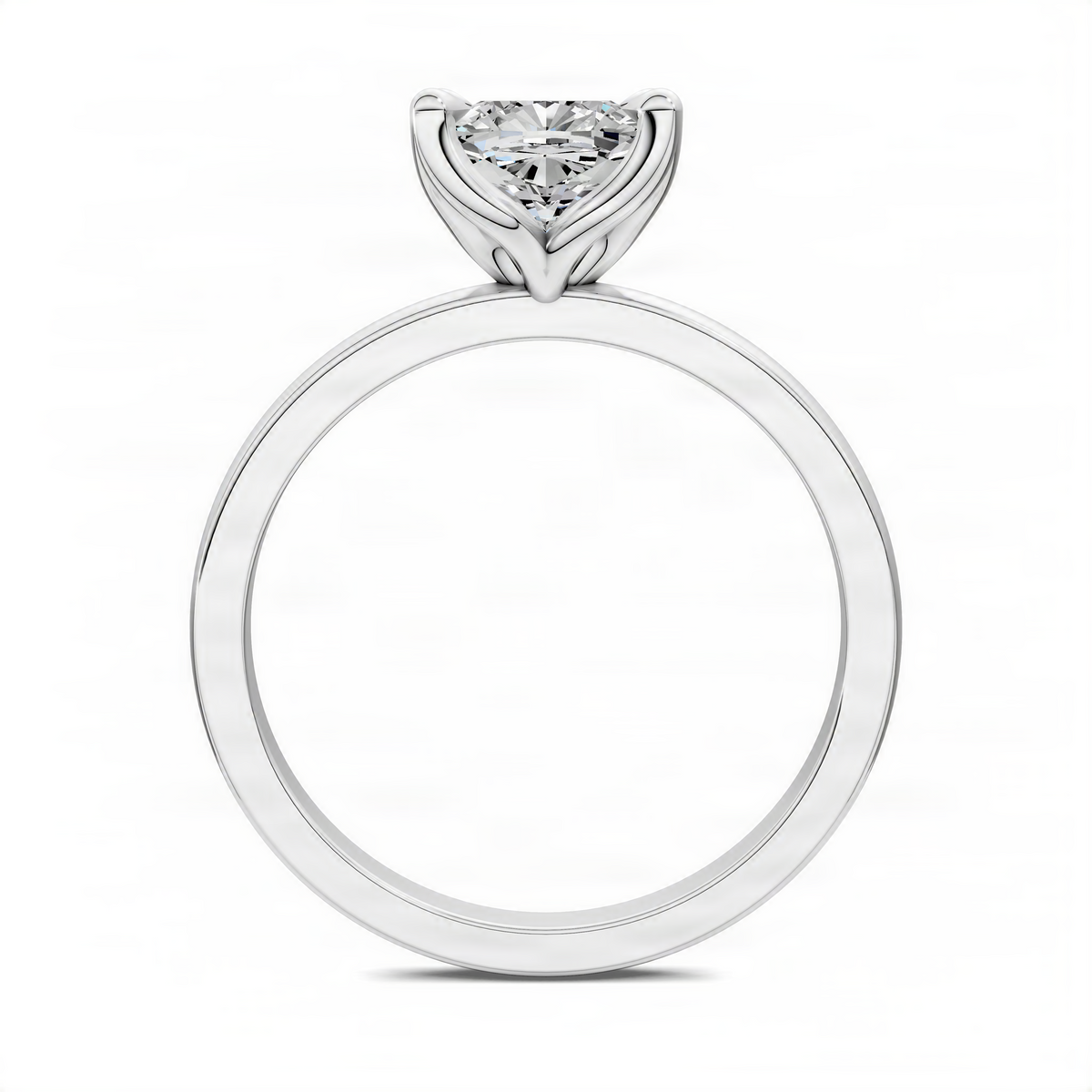 Silver-tone ring with cushion-cut gemstone in a basket-style floral setting