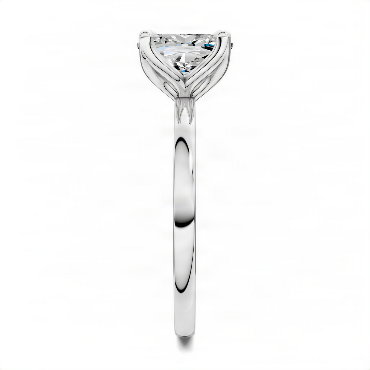 Silver-tone cushion-cut gemstone ring with open basket setting and slender band