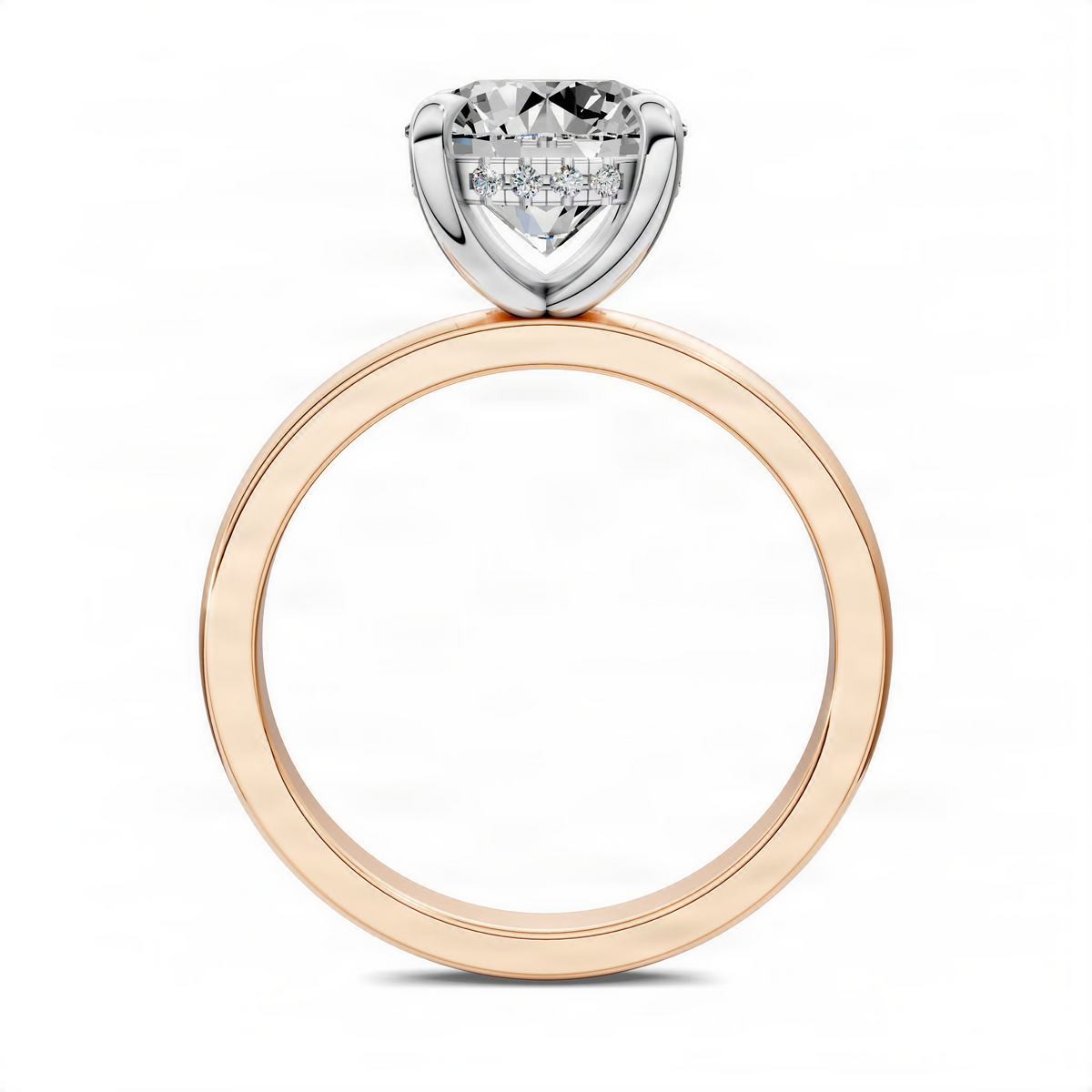 Mixed metal ring with large clear center stone