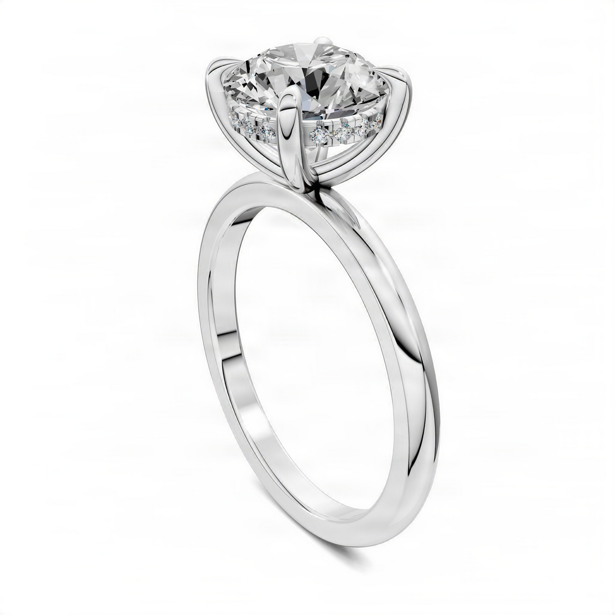 Opes mixed metal ring with round-cut center stone and pavé shoulder accents