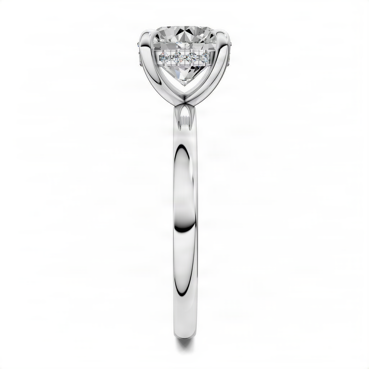 Mixed metal ring with round clear stone and polished silver-tone band