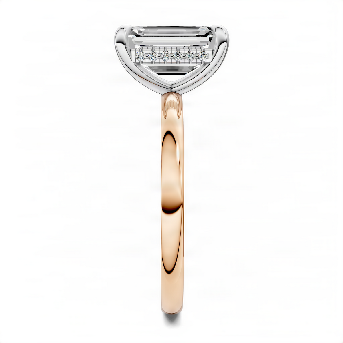 Mixed metal ring with rose gold band and white gold setting