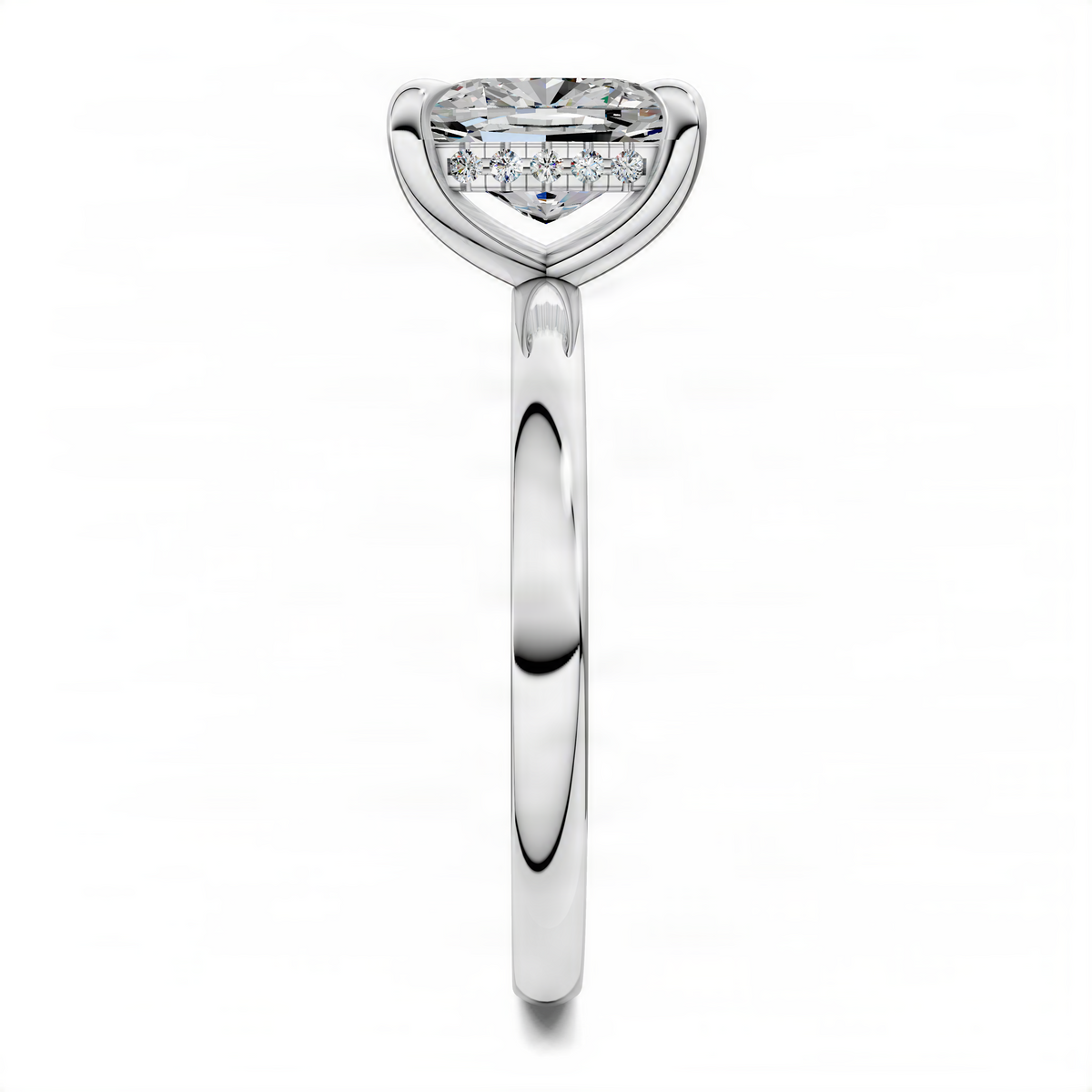 Two-tone prong-set ring with heart-shaped gemstone top and smooth polished band