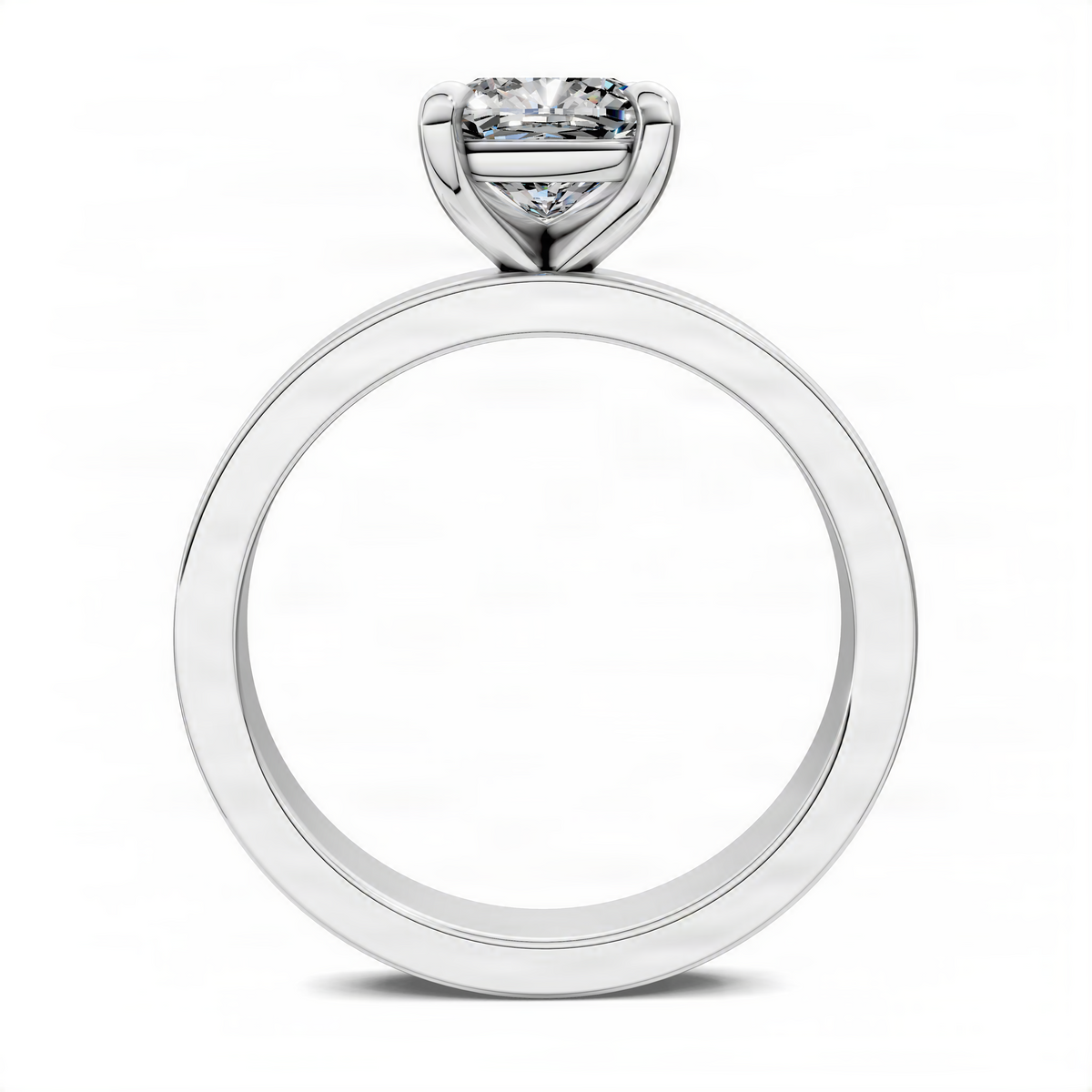 Platinum cushion-cut solitaire diamond ring with four-prong center setting