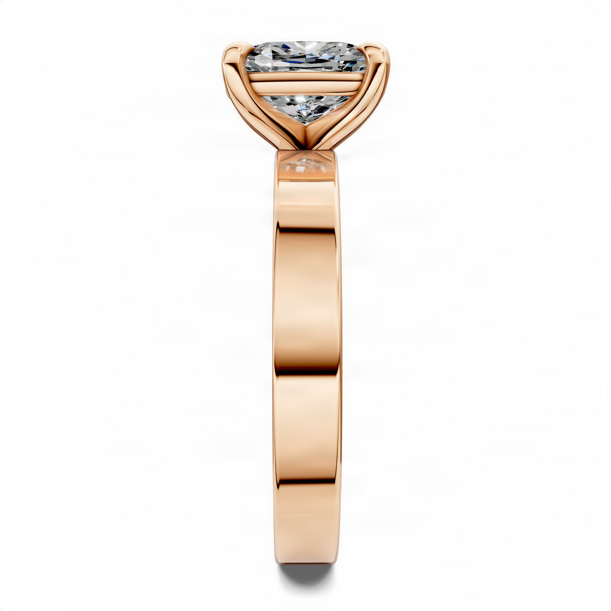 Rose gold cushion-cut solitaire diamond ring with four-prong center setting