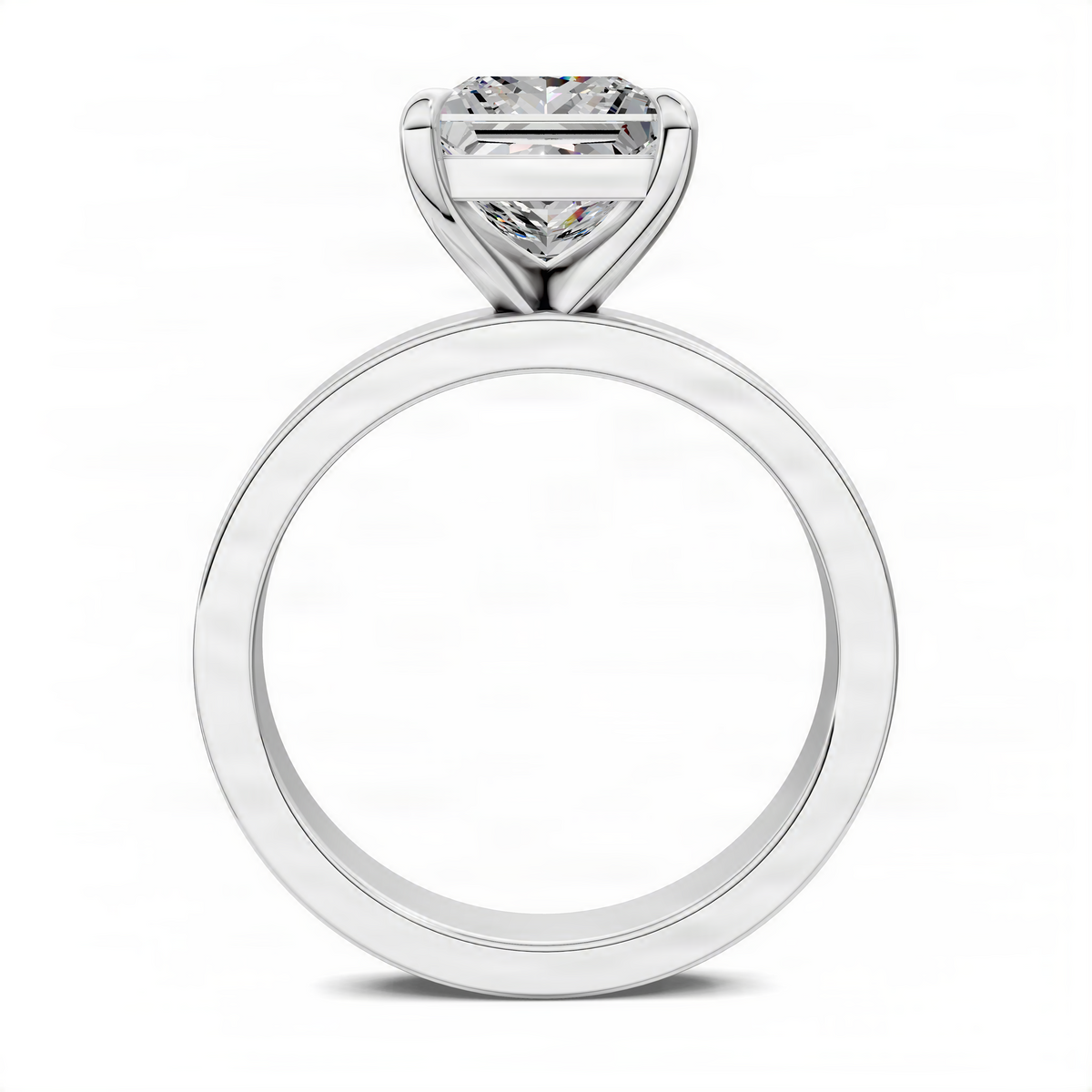 Opes princess bold solitaire ring in white gold side view with faceted center stone