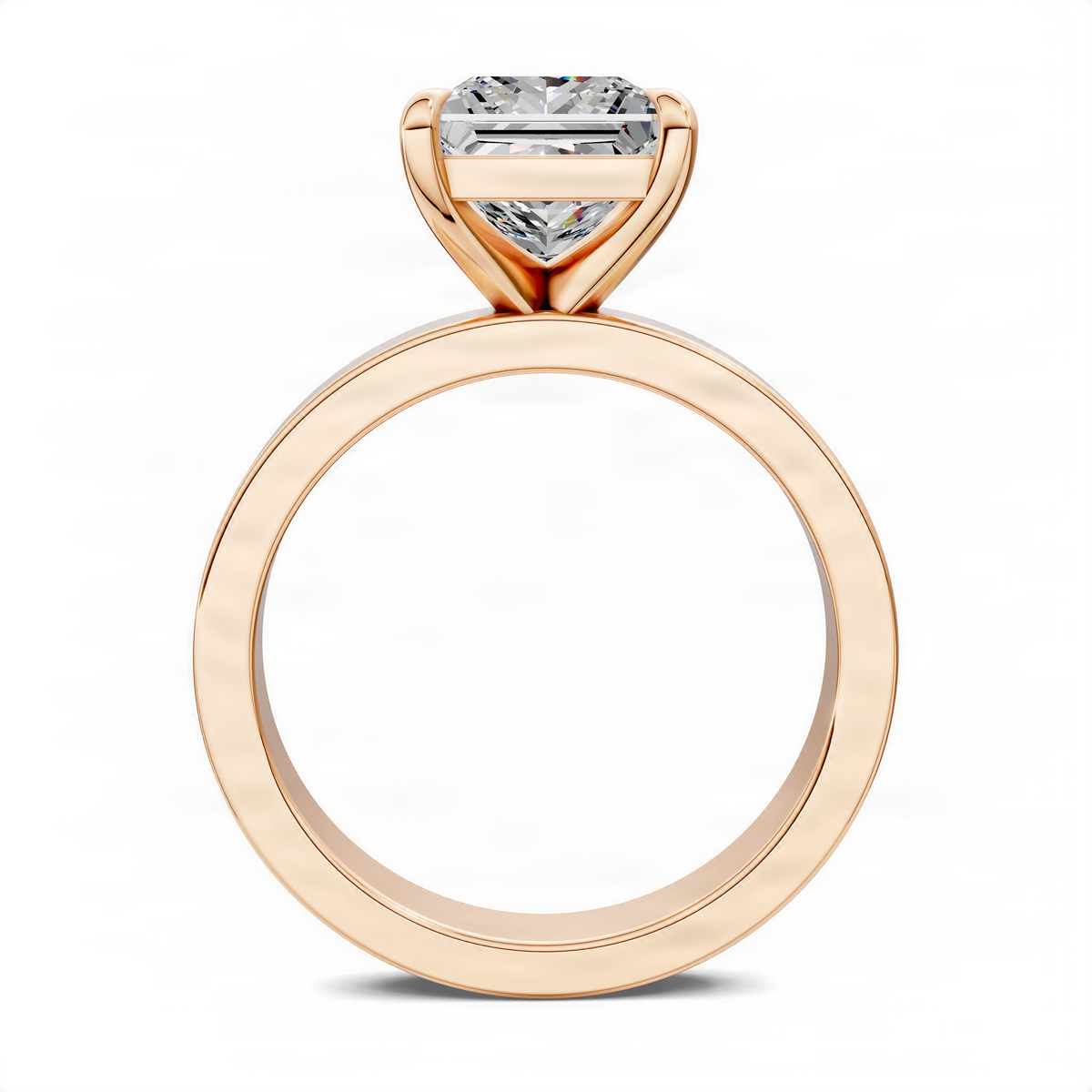 Opes princess bold solitaire ring in rose gold angled view with faceted center stone
