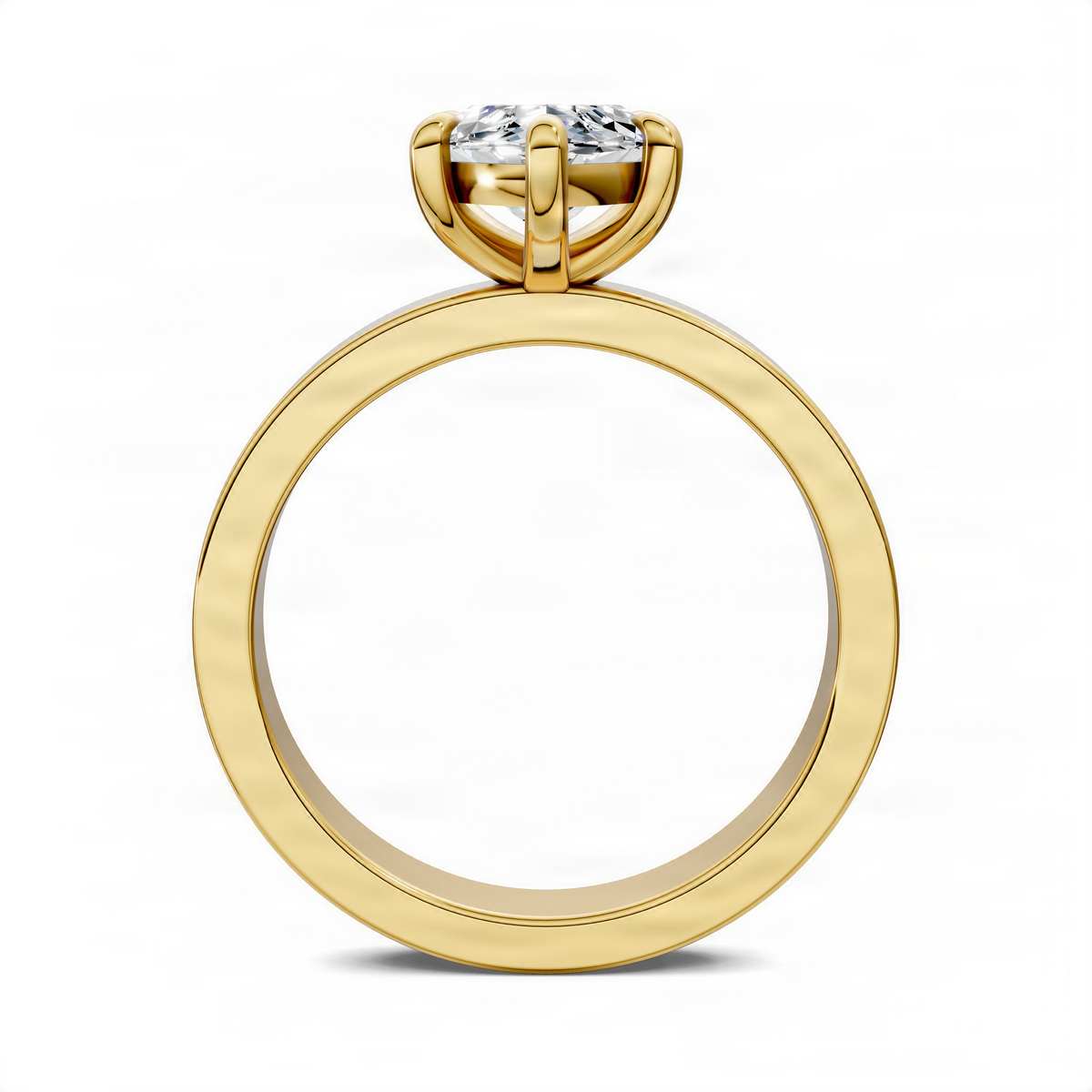 Yellow gold solitaire ring with oval diamond bezel setting
