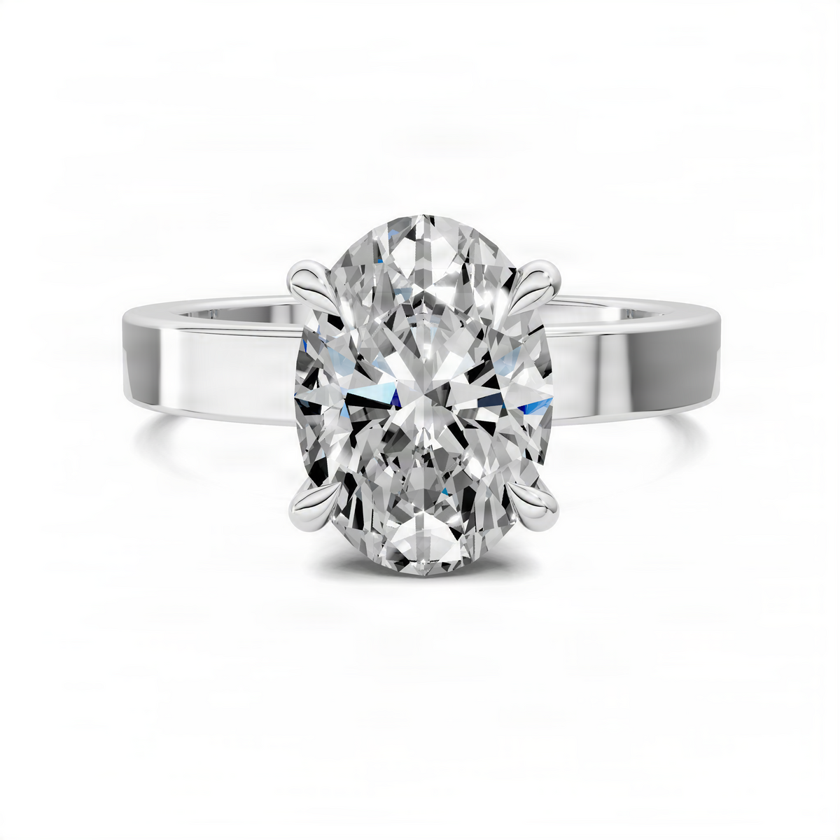 14K white gold solitaire diamond ring with a round prong-set center stone
