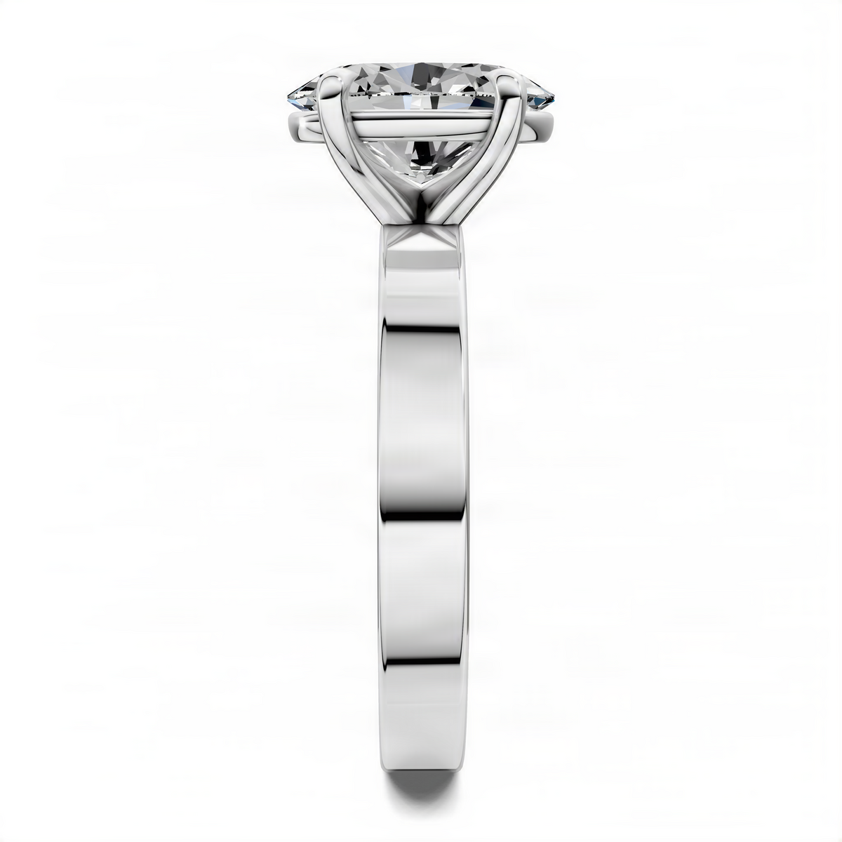14K white gold solitaire diamond ring with a round prong-set stone