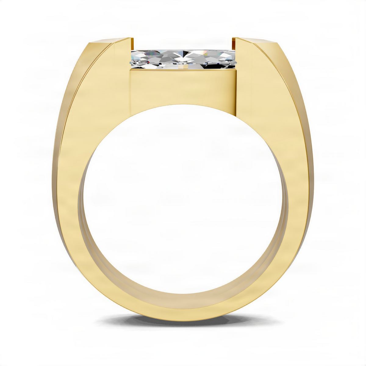 Yellow gold marquise statement ring with central marquise-cut gemstone setting