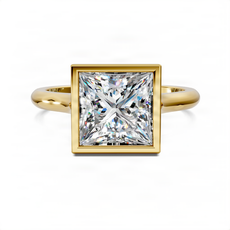 Opes Princess Bezel Cathedral Solitaire Ring