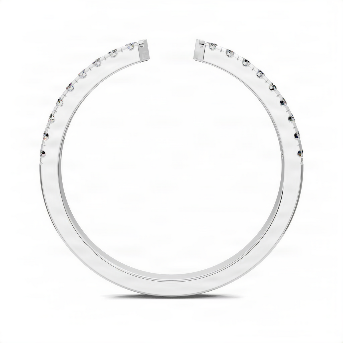 Petite open scalloped diamond ring, circular open band with small round stones on top