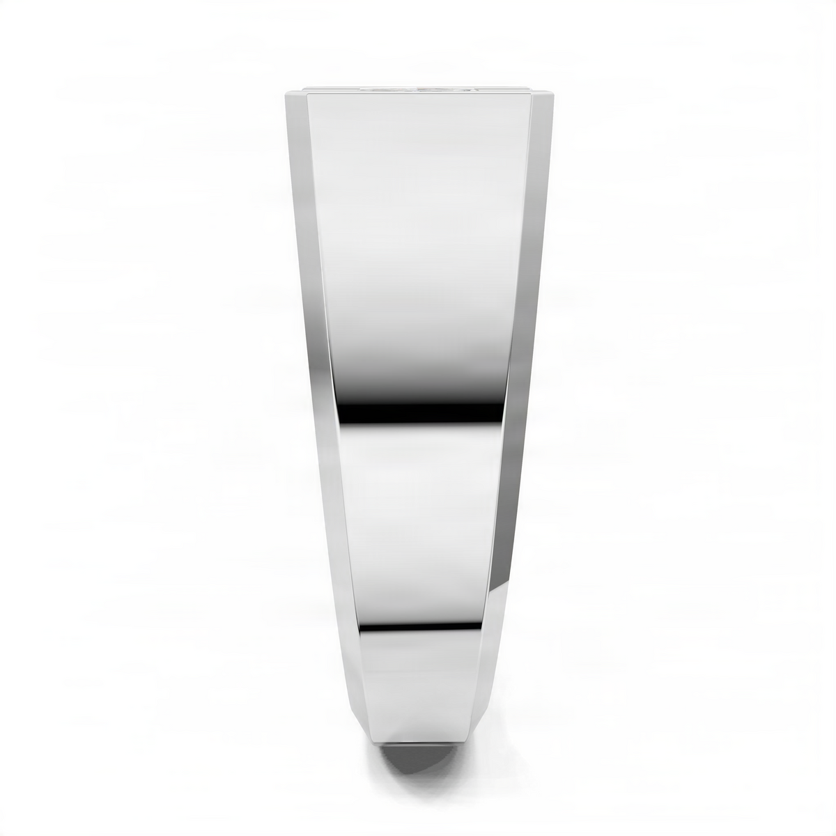 White gold engagement ring band, tall tapered profile with polished finish