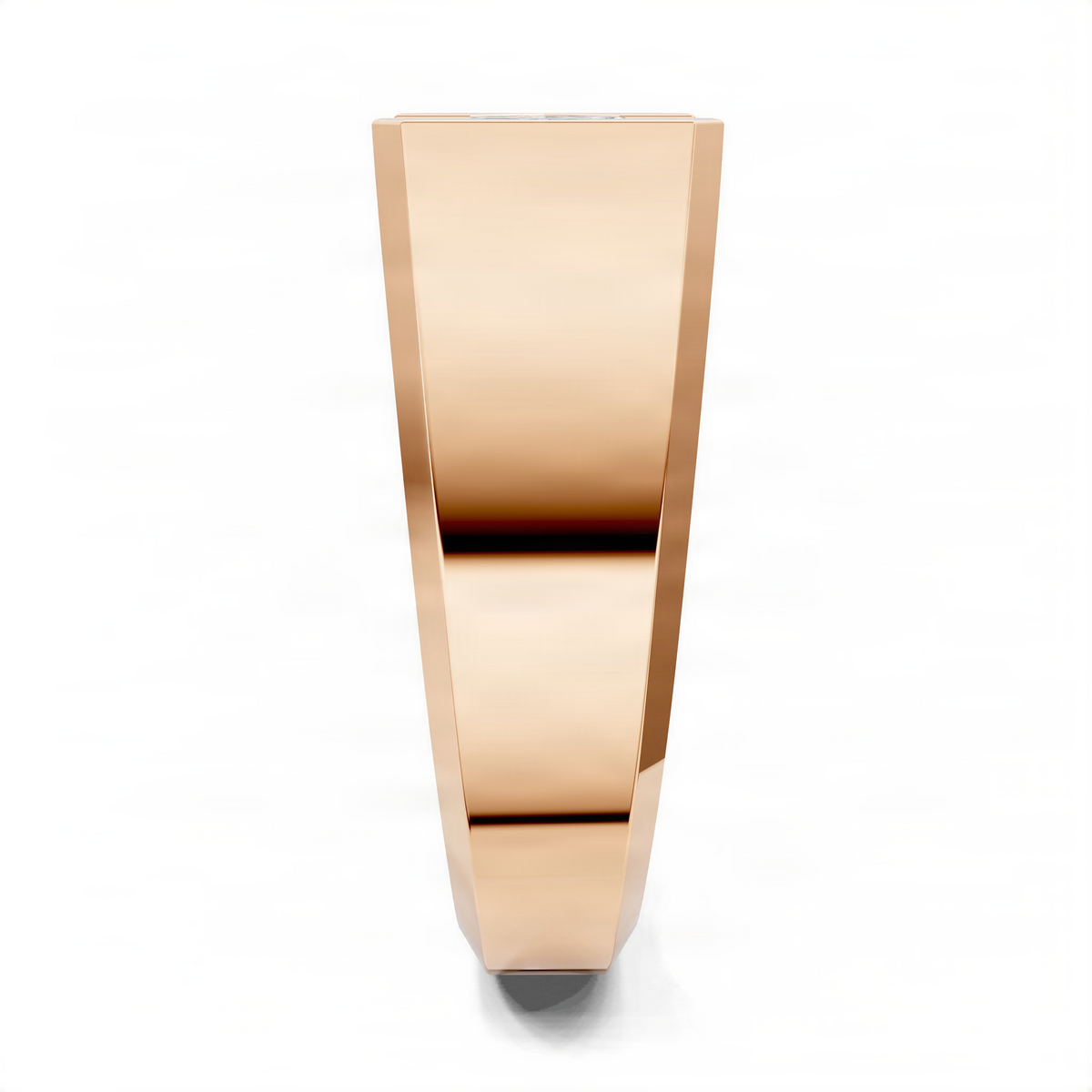 Rose gold engagement ring band, tall tapered profile with polished finish