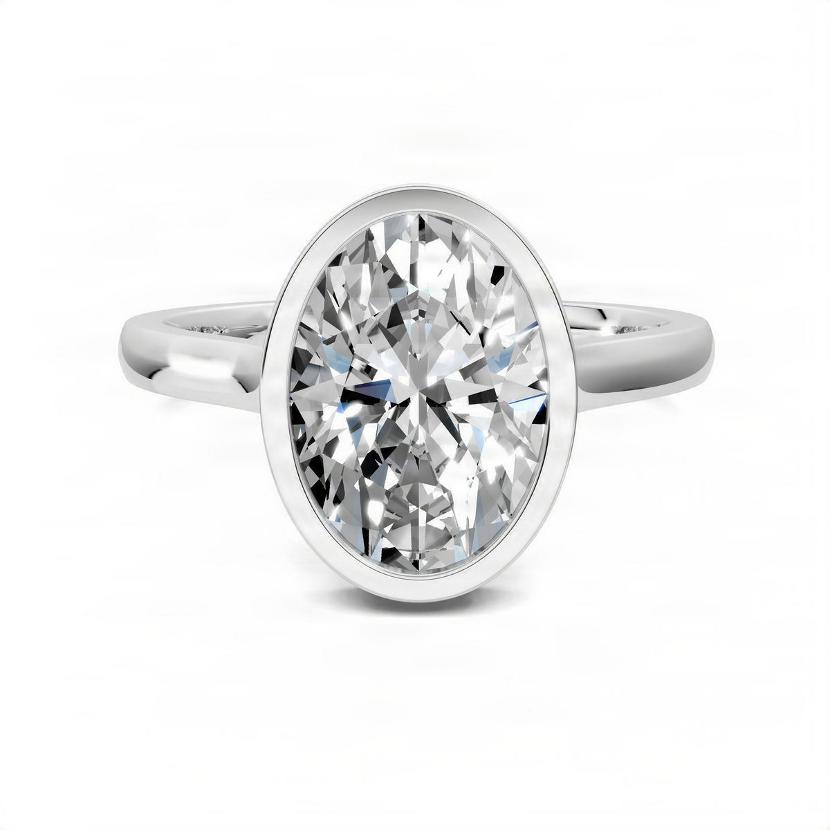 Opes oval bezel-set ring in white metal