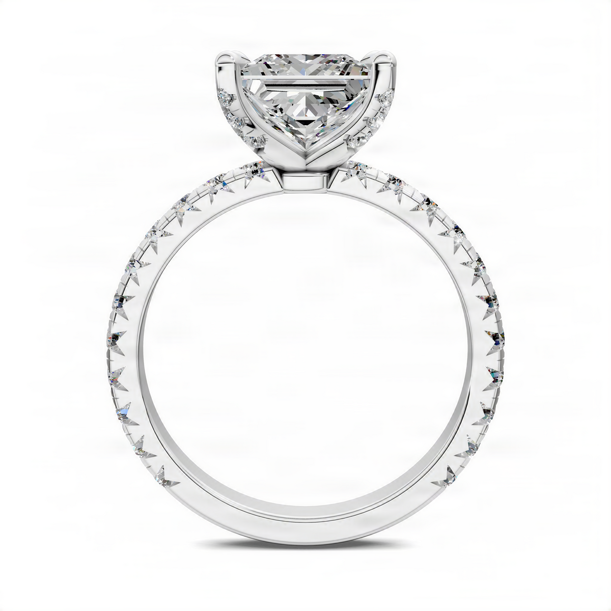 Opes Princess Claw Accent Ring with princess-cut center stone and pavé band