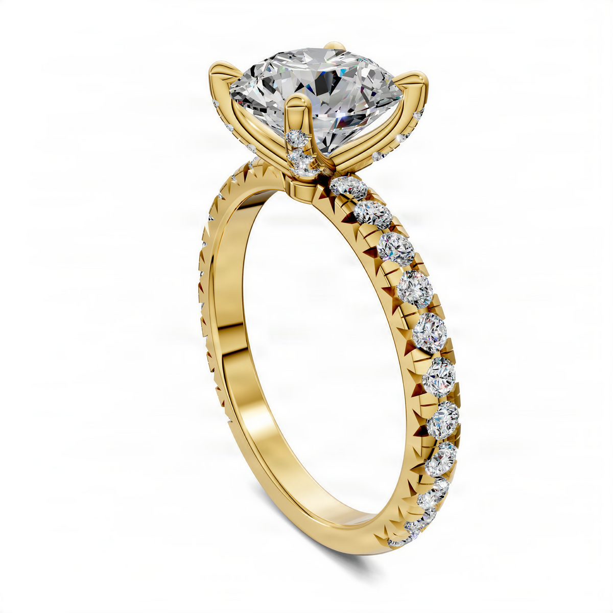 Opes yellow gold ring with round center stone and claw accents