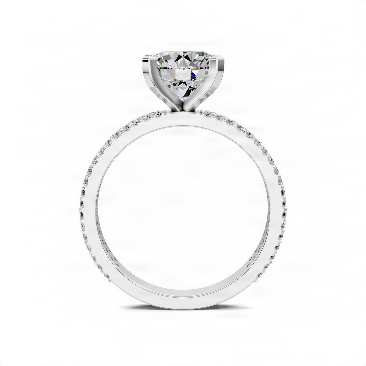 Opes Round Twin Pave Engagement Ring