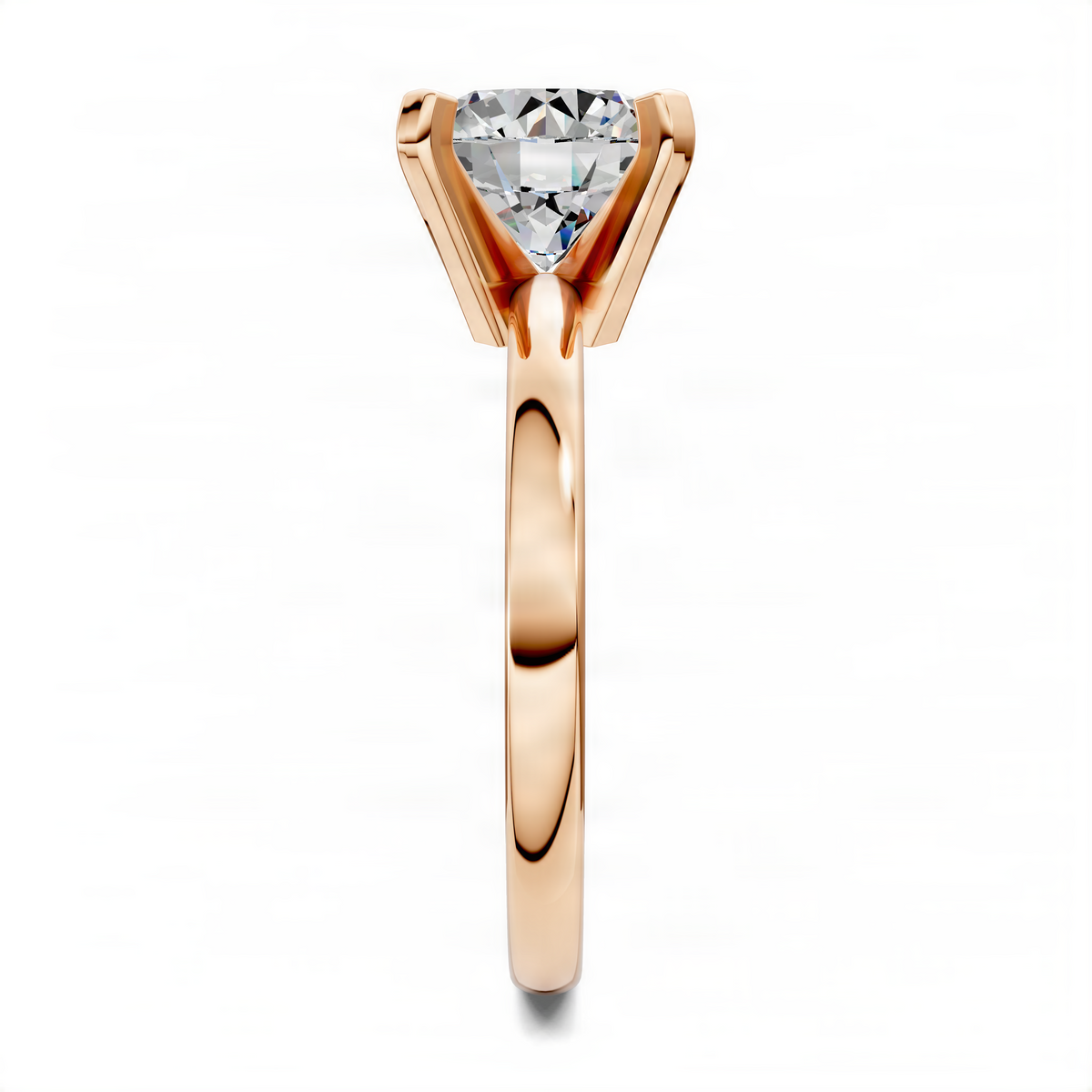 Rose gold round solitaire diamond ring with four-prong setting