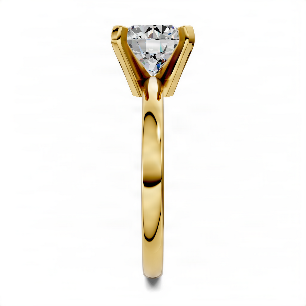 Yellow gold round solitaire diamond ring with slim band