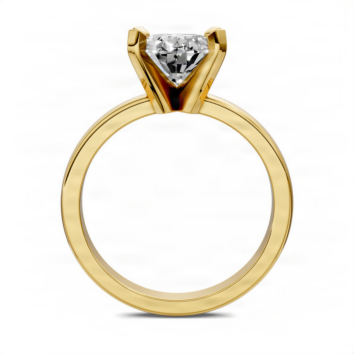 Yellow gold oval solitaire ring with clear center stone