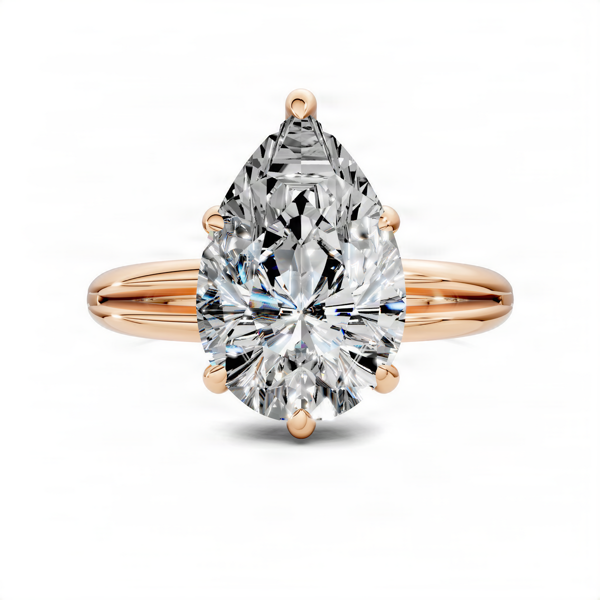 Opes floating split band ring in rose gold with large oval center gemstone