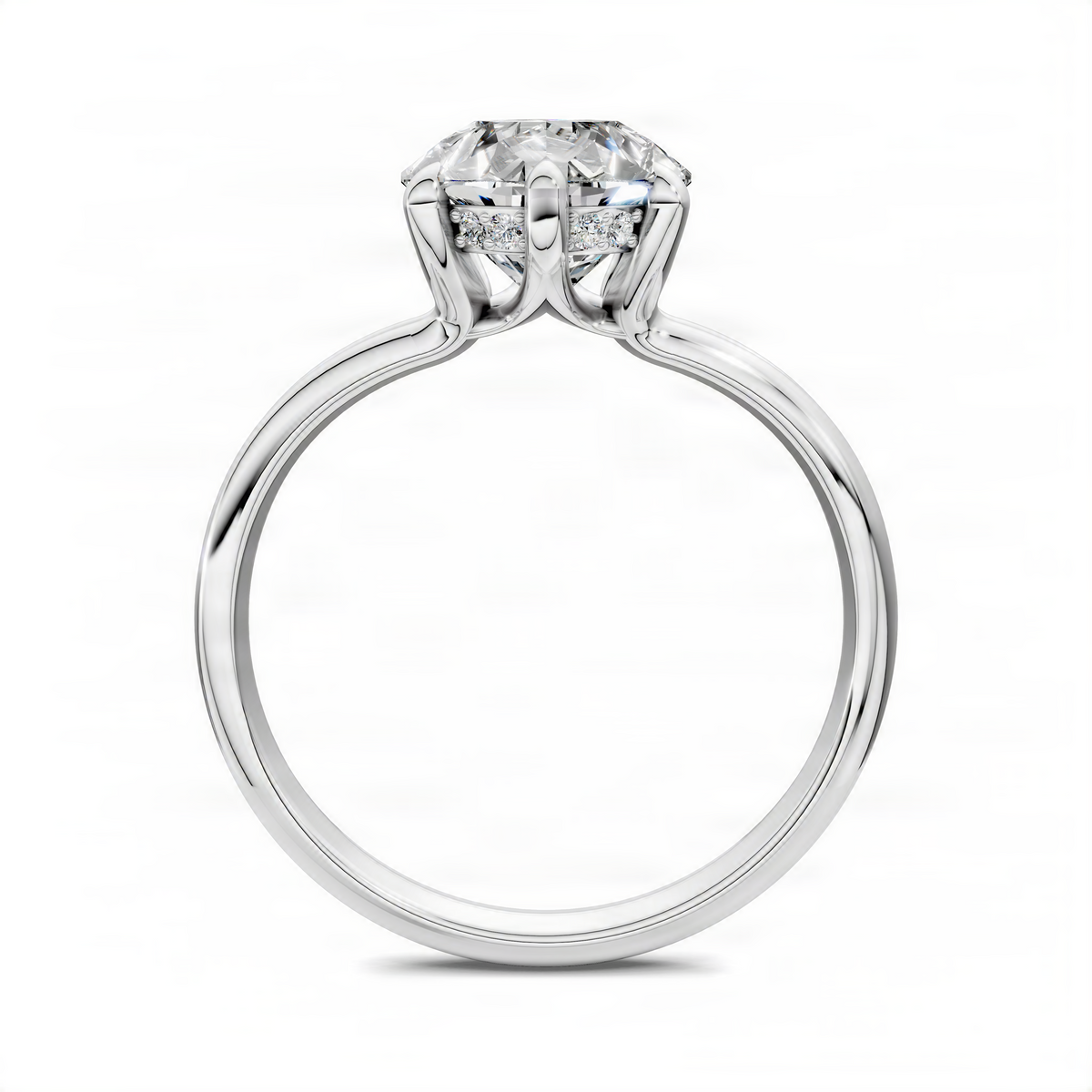 White gold split band ring with pear center diamond and small side diamond accents