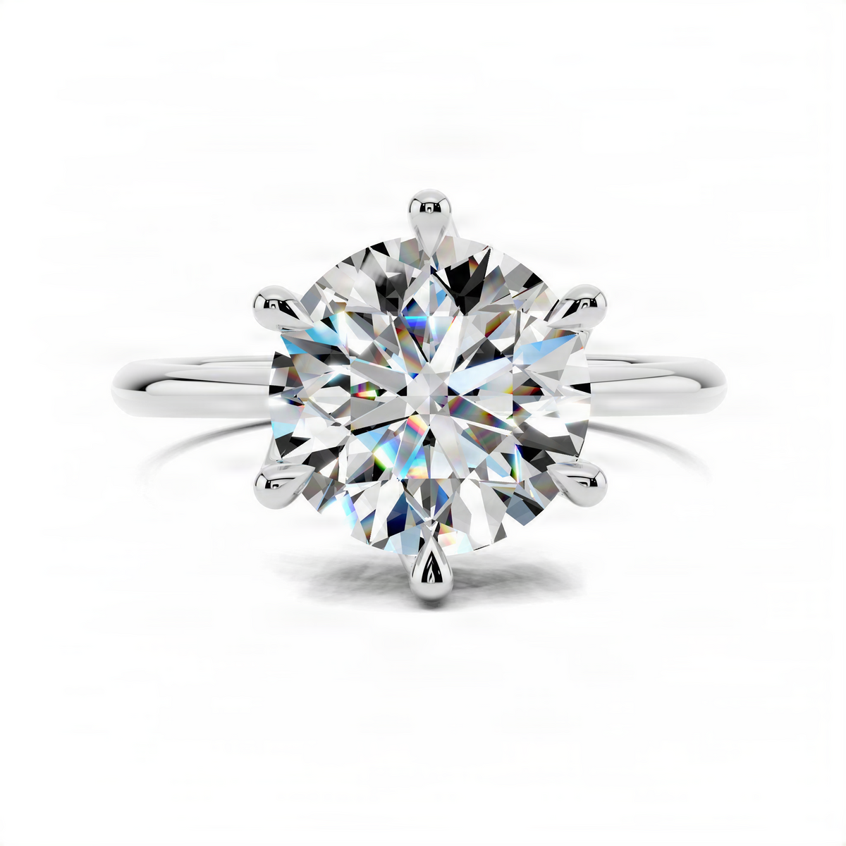 Round diamond engagement ring with floral basket in silver-tone metal