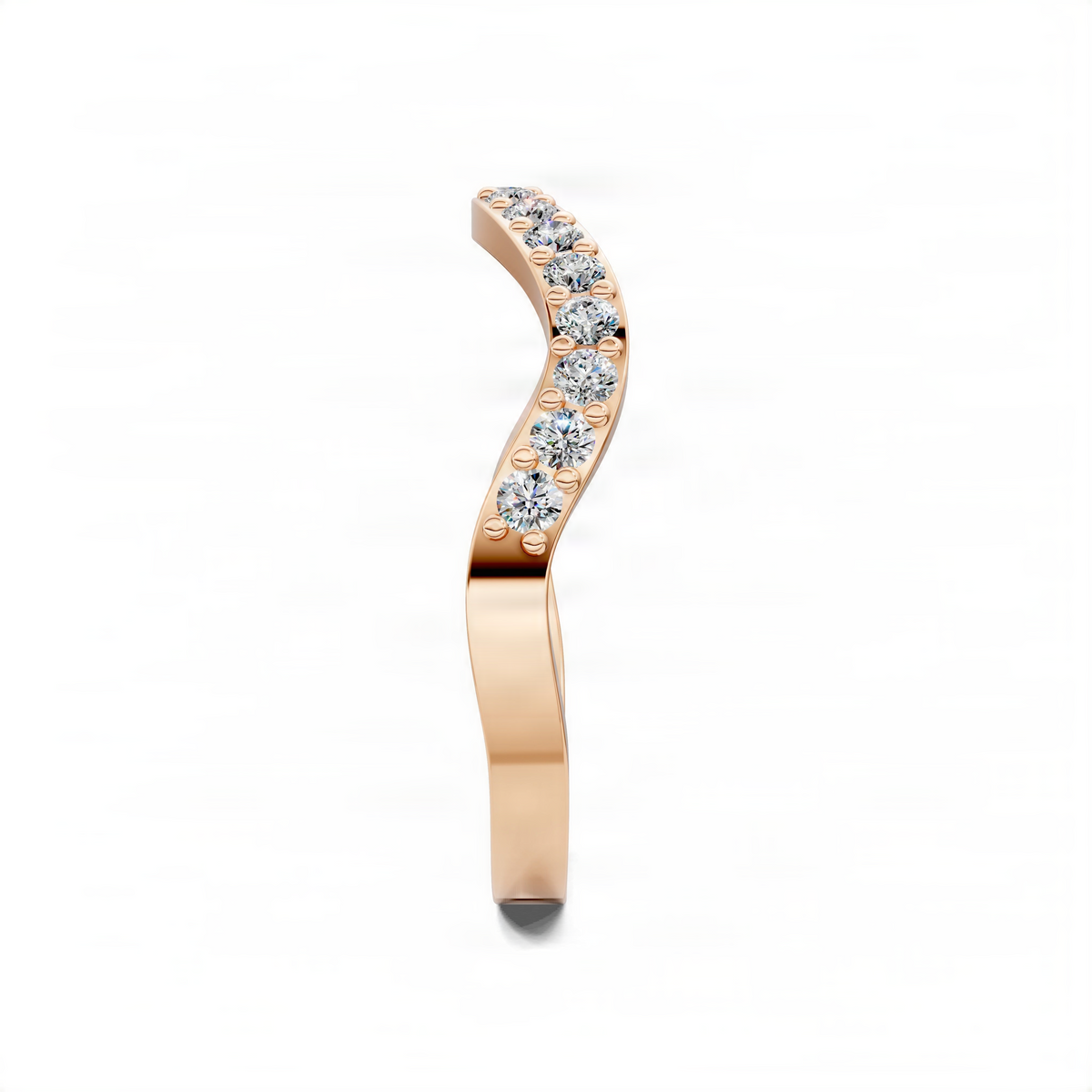 Curved diamond band ring in rose gold